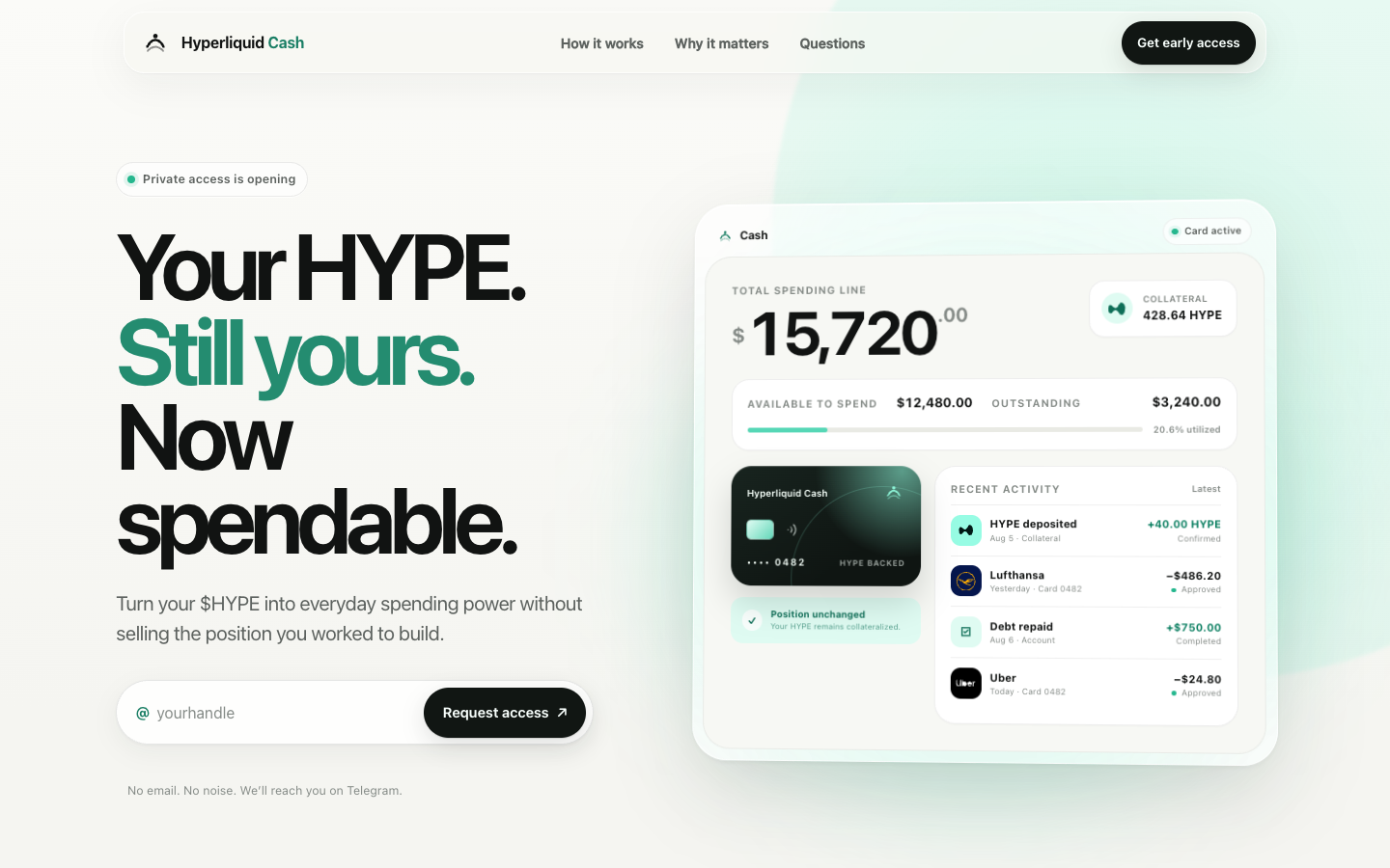 Hyperliquid Cash product website